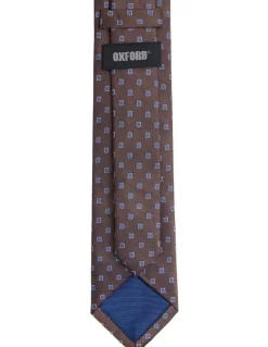 Oxford Josiah Diamond Silk Tie 7cm in Brown