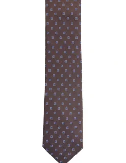 Oxford Josiah Diamond Silk Tie 7cm in Brown