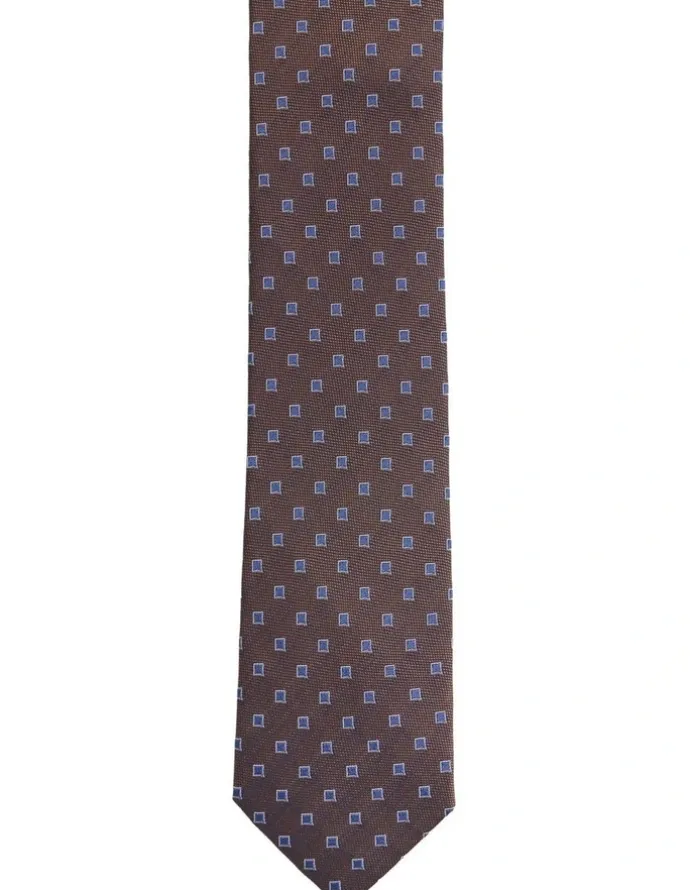 Oxford Josiah Diamond Silk Tie 7cm in Brown