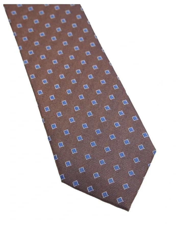 Oxford Josiah Diamond Silk Tie 7cm in Brown