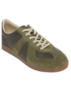 Oxford Max Leather/Suede Trainer in Olive