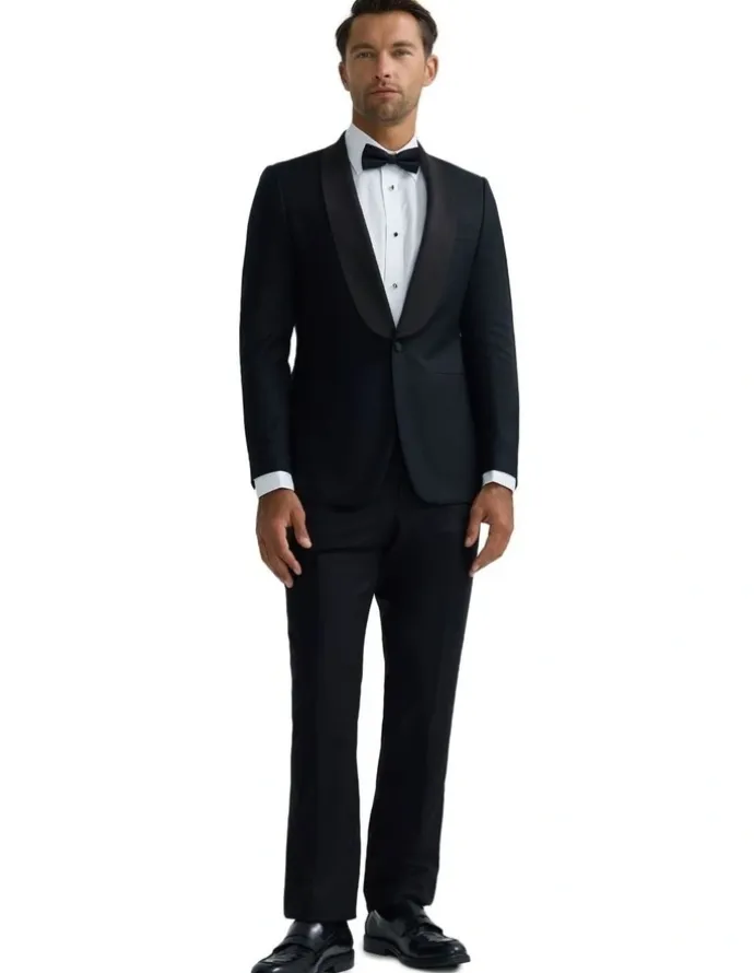 Oxford New Dinner Suit Trousers With Tape in Black