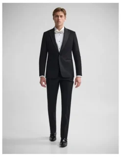 Oxford New Peak Lapel Dinner Suit Jacket in Black