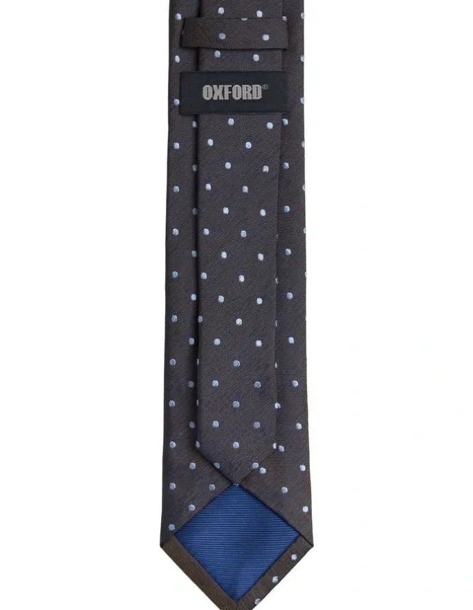 Oxford Roman Spot Silk Tie 7cm in Tobacco
