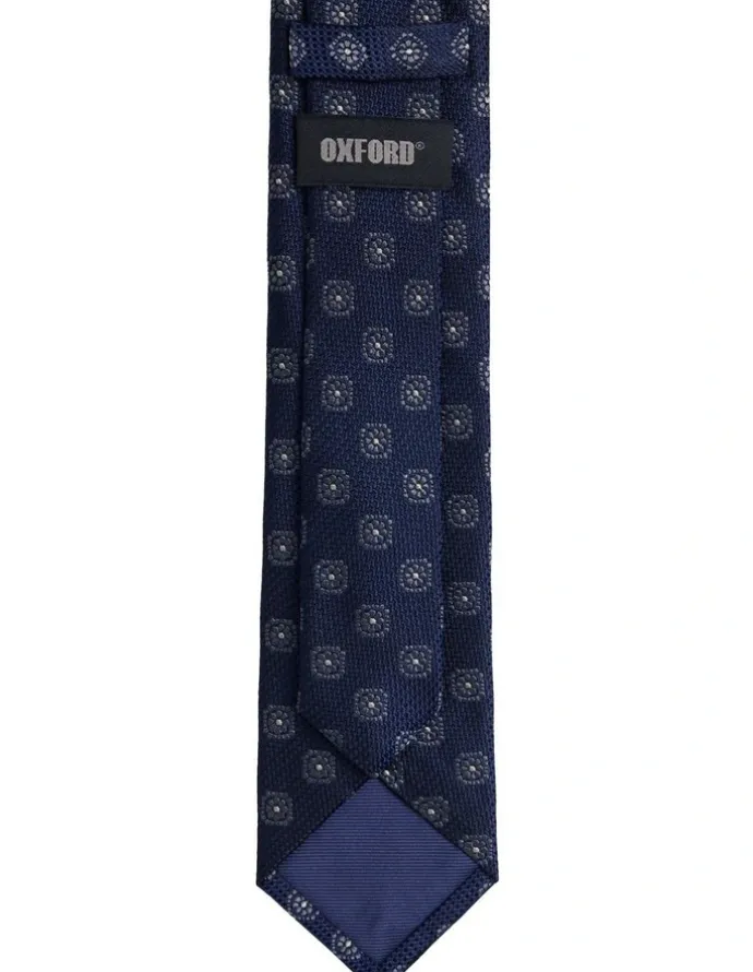 Oxford Rosetta Silk Tie 7cm in Navy