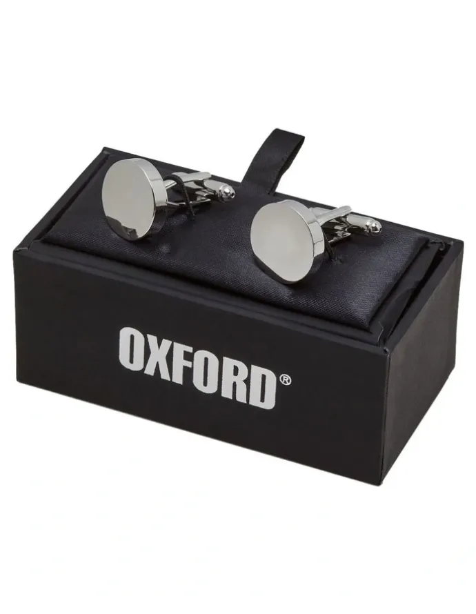 Oxford Round Disc Cuff Link in Silver