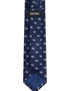 Oxford Ryan Paisley Silk Tie 7cm in Navy
