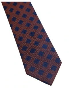 Oxford Thiago Squares Silk Tie 7cm in Red