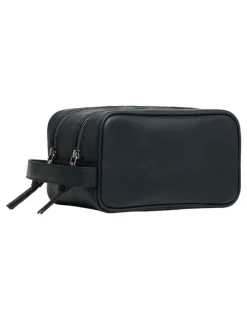 Oxford Traveller Leather Wash Bag in Black