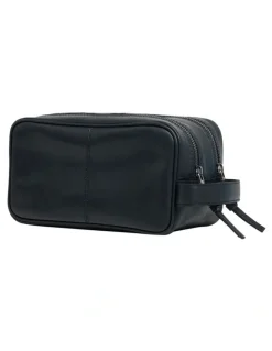 Oxford Traveller Leather Wash Bag in Black