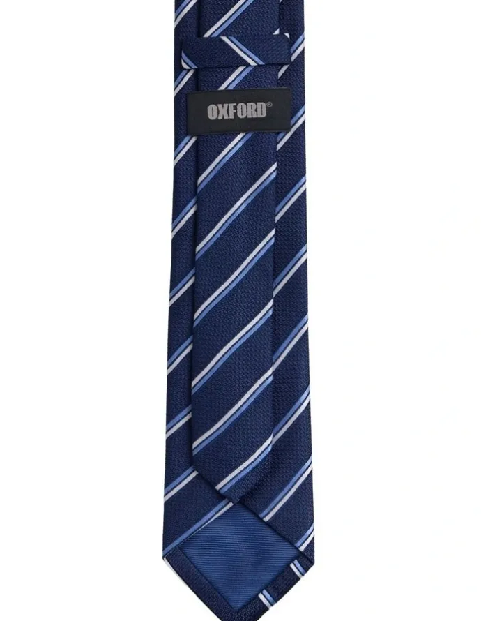 Oxford Walker Stripe Silk Tie 7cm in Navy/Blue