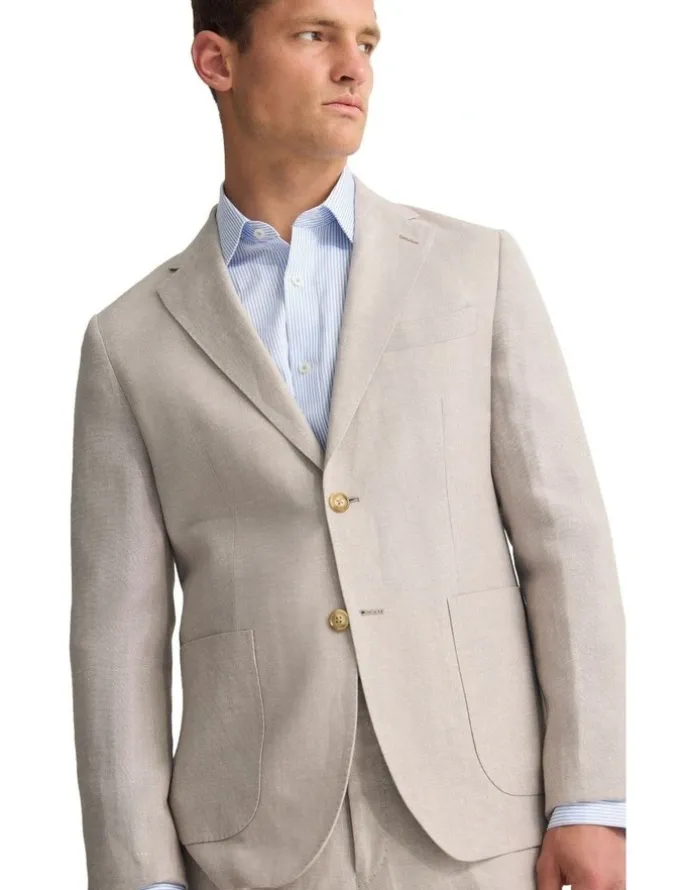 Oxford Wordsworth Wool/Linen Suit Jacket in Sand