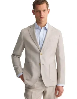Oxford Wordsworth Wool/Linen Suit Jacket in Sand