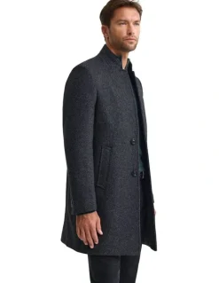 Oxford Austin Wool Rich Coat in Charcoal