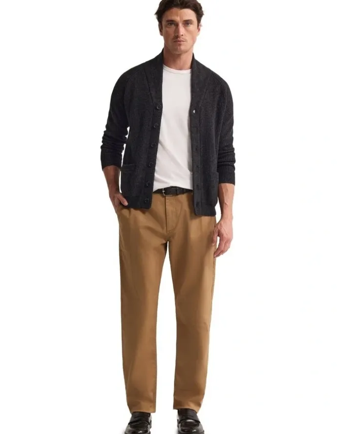 Oxford Caleb Wool Cardigan in Charcoal