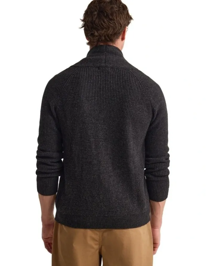 Oxford Caleb Wool Cardigan in Charcoal