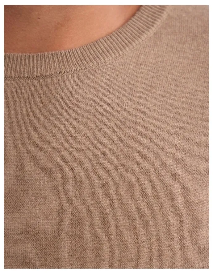 Oxford Cotton Cashmere Crew Neck Knit in Bark