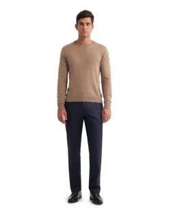 Oxford Cotton Cashmere Crew Neck Knit in Bark