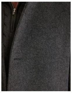 Oxford Dunbar Wool Rich Coat in Grey Herringbone