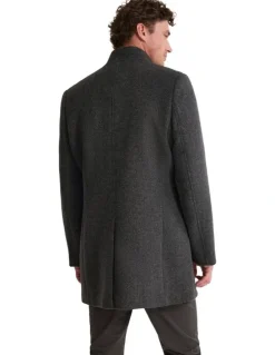 Oxford Dunbar Wool Rich Coat in Grey Herringbone