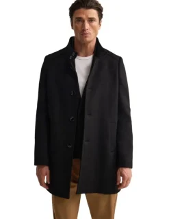 Oxford Dunbar Wool Rich Coat in Black
