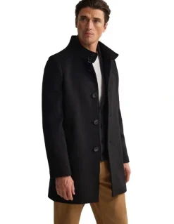 Oxford Dunbar Wool Rich Coat in Black