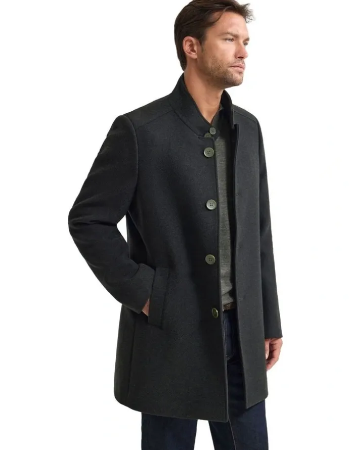 Oxford Dunbar Wool Rich Coat in Dark Olive
