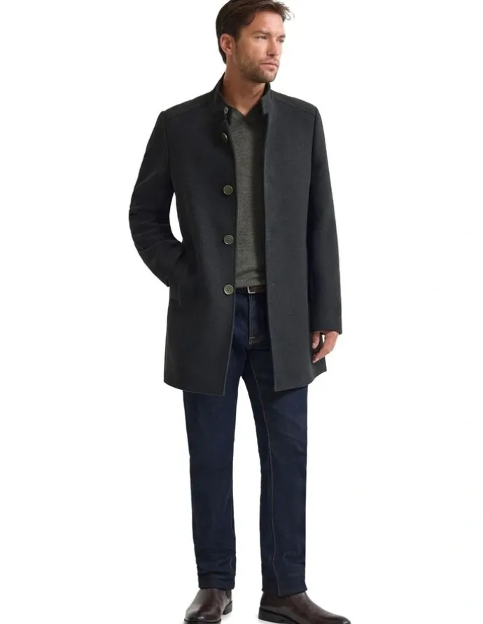 Oxford Dunbar Wool Rich Coat in Dark Olive