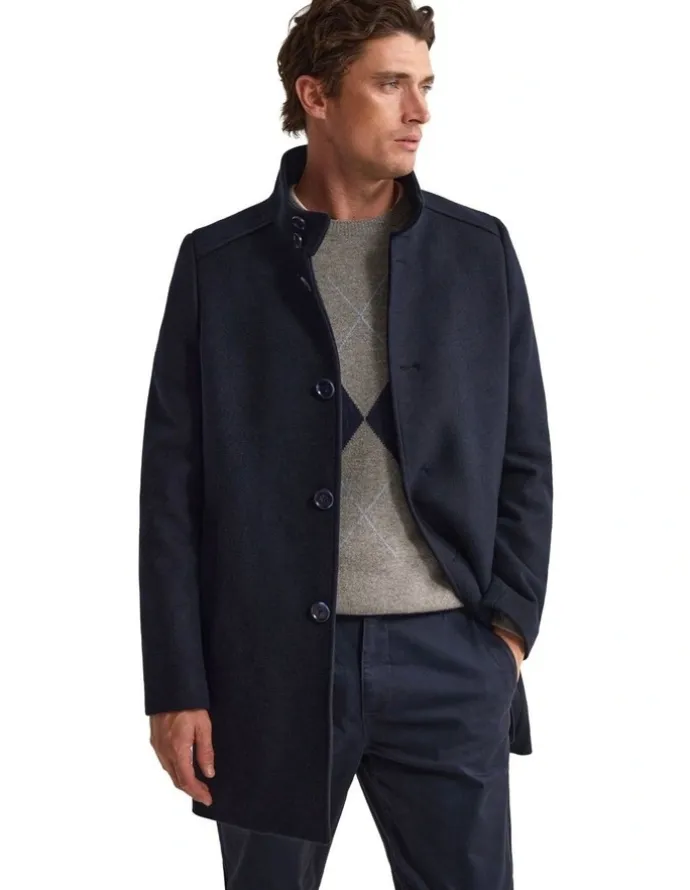 Oxford Dunbar Wool Rich Coat in Navy