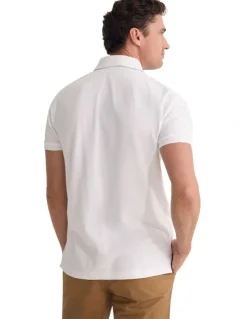 Oxford Dustin Organic Cotton 'O'Emb Polo Shirt in White