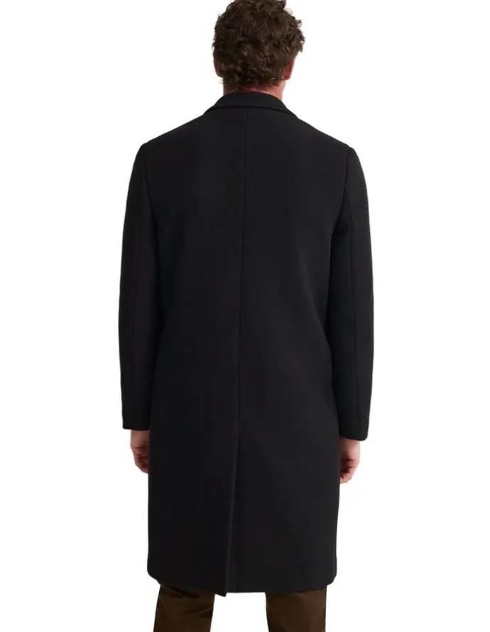 Oxford George Wool Rich Coat in Black Twill