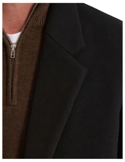 Oxford George Wool Rich Coat in Black Twill