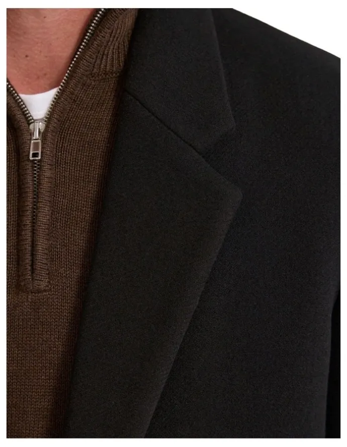 Oxford George Wool Rich Coat in Black Twill