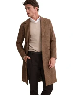 Oxford George Wool Rich Coat in Brown Mini Check