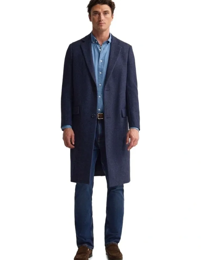 Oxford George Wool Rich Coat in Navy