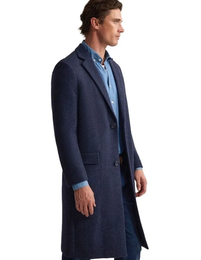 Oxford George Wool Rich Coat in Navy