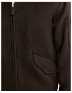 Oxford Hamish Wool Blend Bomber Jacket in Chocolate