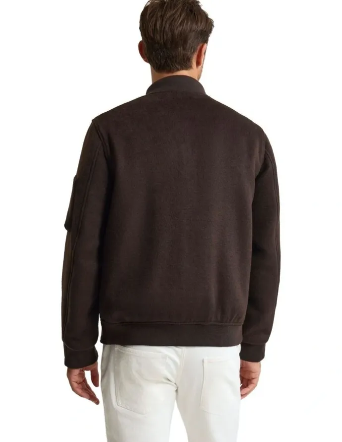 Oxford Hamish Wool Blend Bomber Jacket in Chocolate