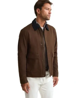 Oxford Jamie Cotton Cavalry Twill Jacket in Brown