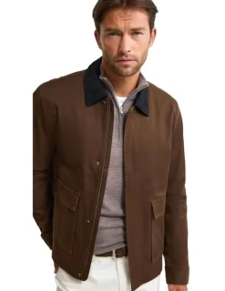 Oxford Jamie Cotton Cavalry Twill Jacket in Brown