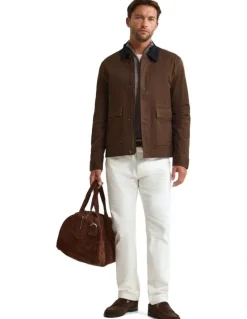Oxford Jamie Cotton Cavalry Twill Jacket in Brown