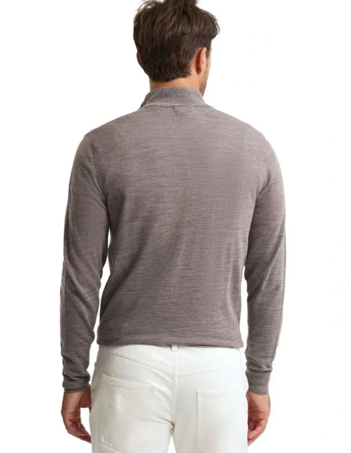 Oxford Merino Zip-Neck Wool Pullover in Bark