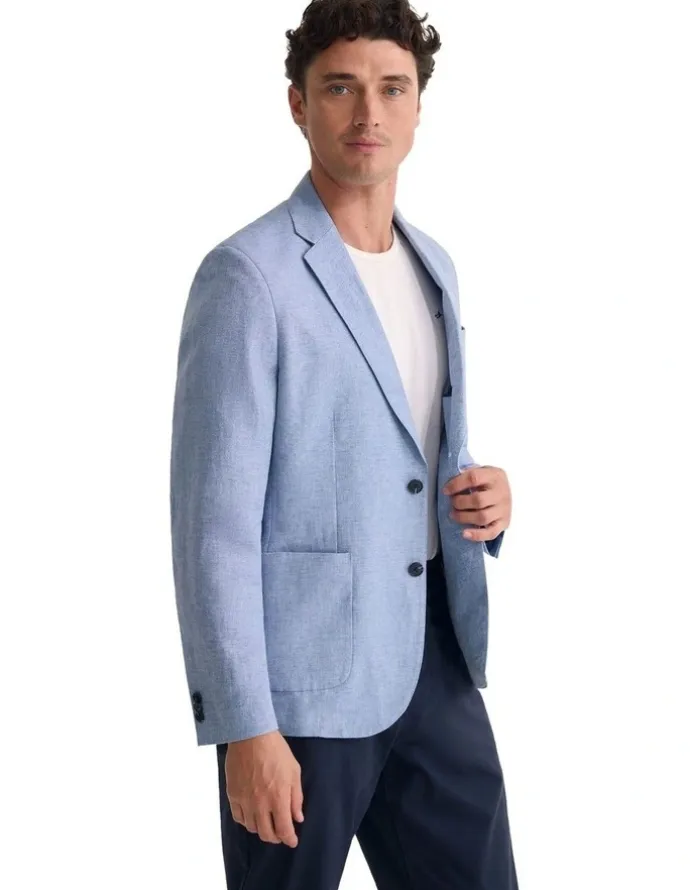 Oxford Milton Linen Blend Blazer in Sky