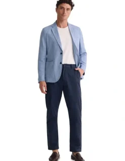 Oxford Milton Linen Blend Blazer in Sky