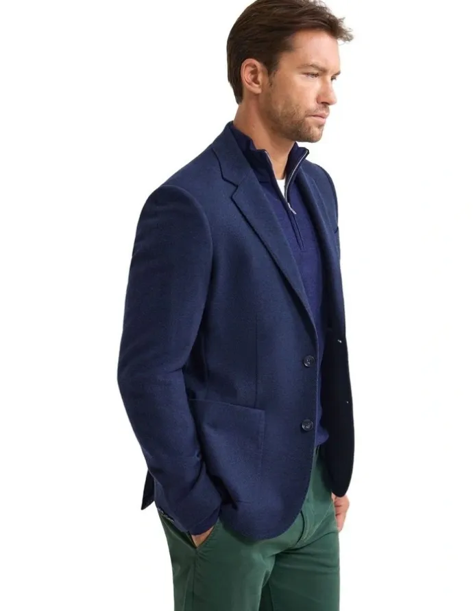 Oxford Milton Wool Blend Blazer in Navy