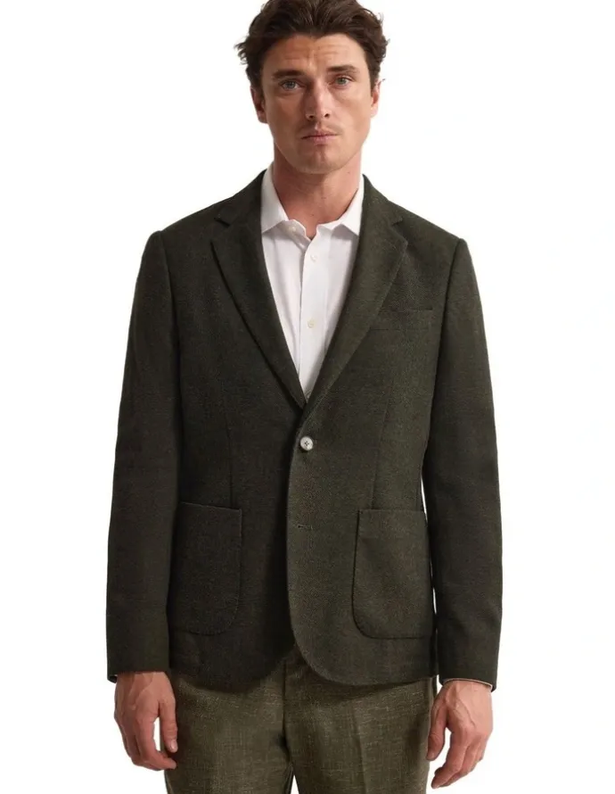 Oxford Milton Wool Blend Blazer in Olive