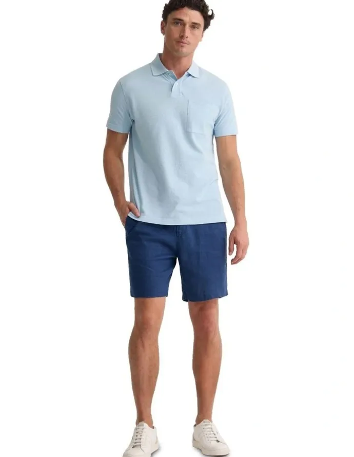 Oxford Theo Organic Cotton Pique Polo Shirt in Sky