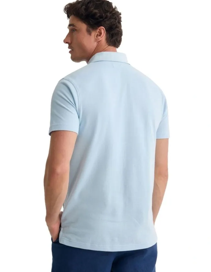 Oxford Theo Organic Cotton Pique Polo Shirt in Sky
