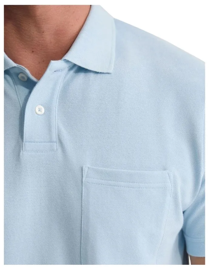 Oxford Theo Organic Cotton Pique Polo Shirt in Sky