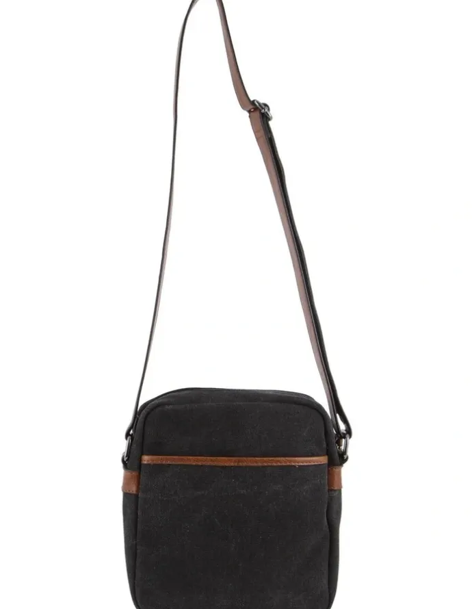 PIERRE CARDIN Canvas Cross Body Bag in Black